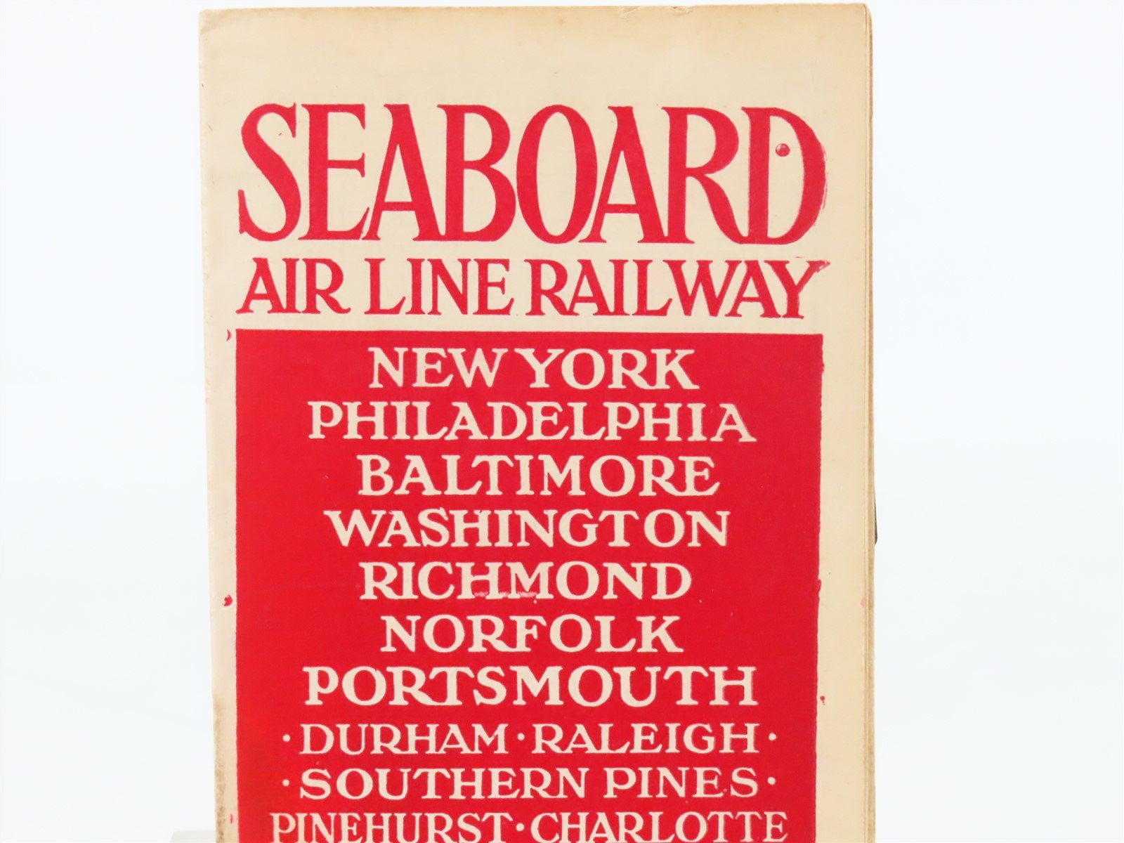 Antique SAL Seaboard Air Line Railway Public Timetable 1911