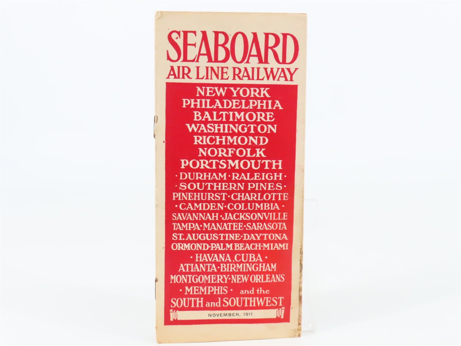 Antique SAL Seaboard Air Line Railway Public Timetable 1911