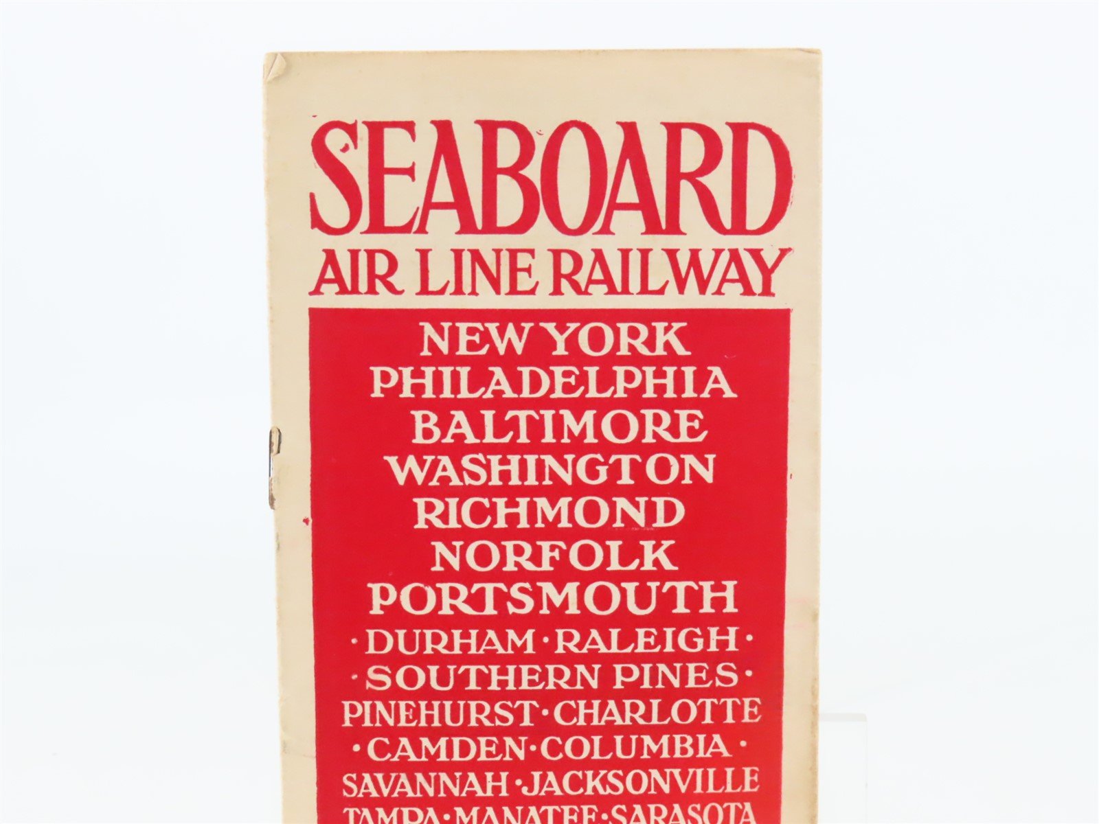 Antique SAL Seaboard Air Line Railway Public Timetable 1911