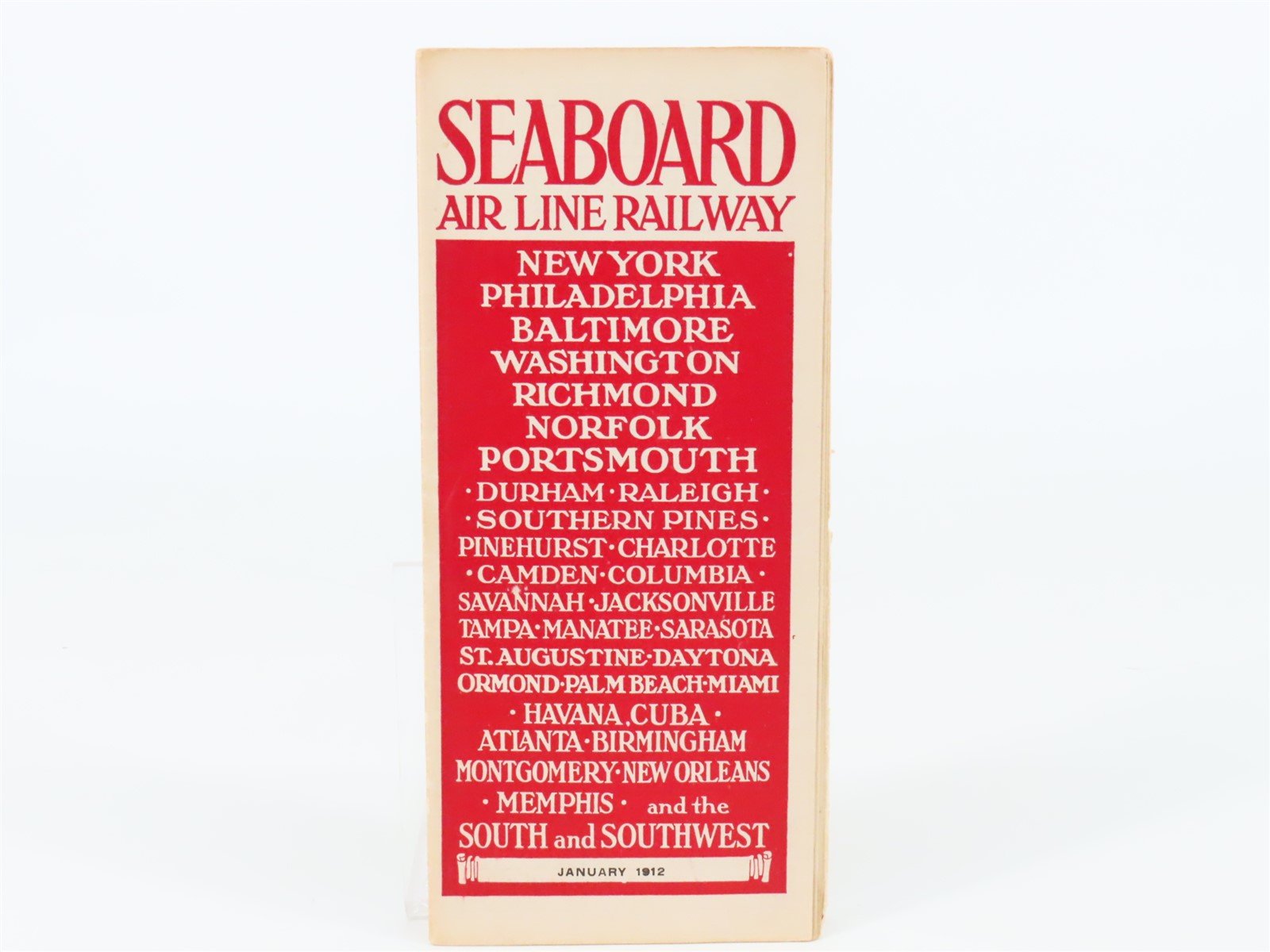 Antique SAL Seaboard Air Line Railway Public Timetable 1912