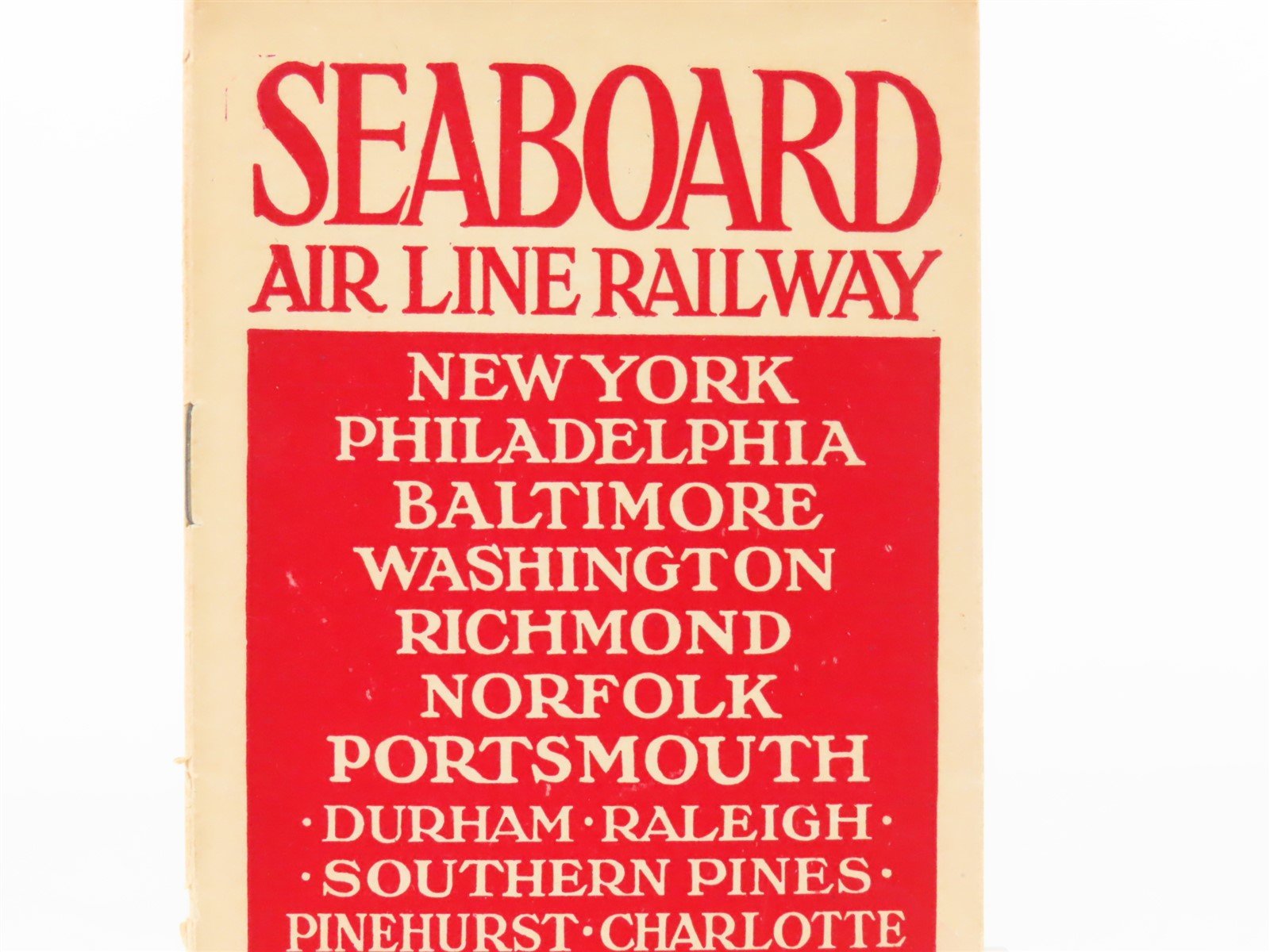Antique SAL Seaboard Air Line Railway Public Timetable 1912