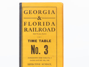 Vintage Georgia & Florida Railroad No. 3 Employee Timetable 1950