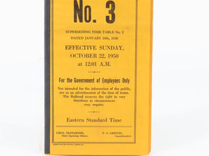 Vintage Georgia & Florida Railroad No. 3 Employee Timetable 1950