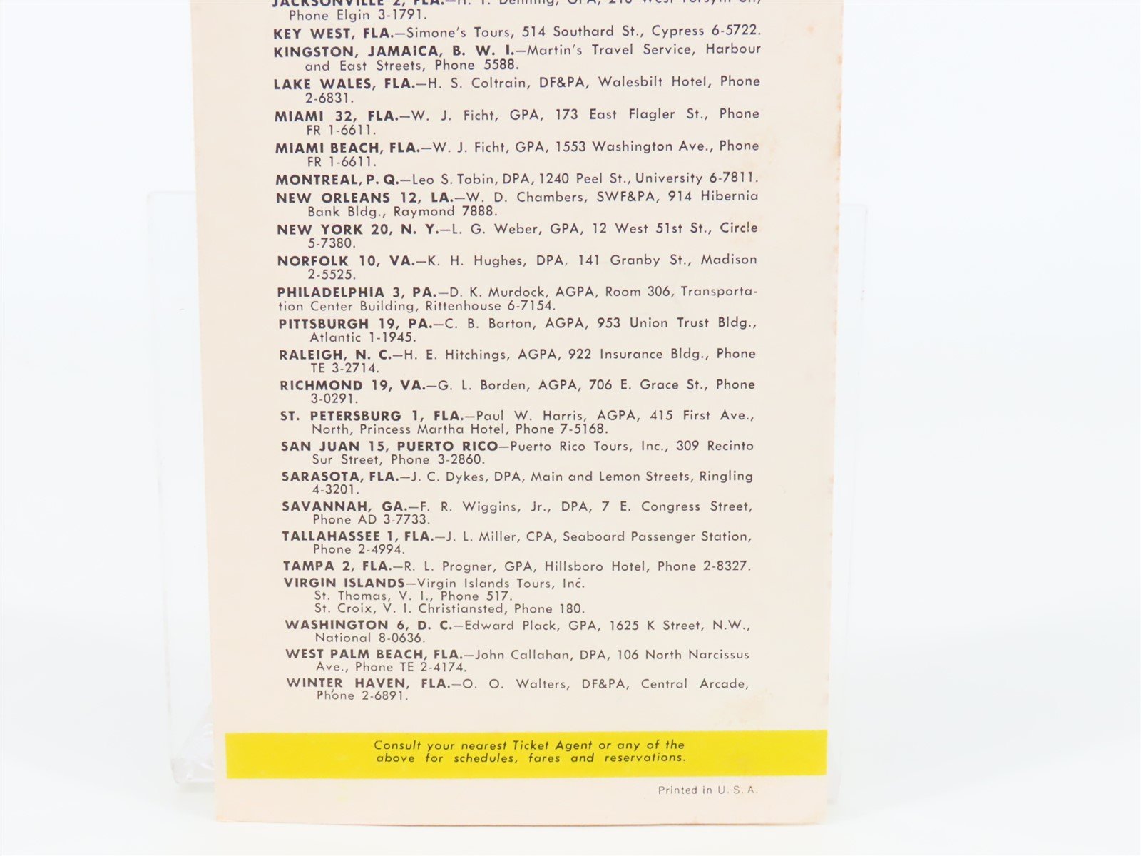 Vintage SAL Seaboard Air Line Railroad Passenger Brochure Winter Season 1956-57