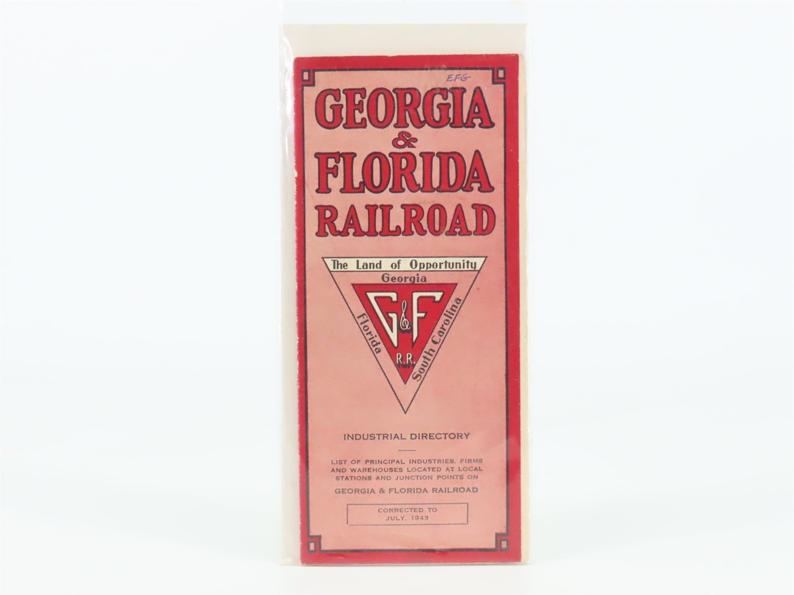 Vintage G&F Georgia & Florida Railroad Industrial Directory Brochure 1943