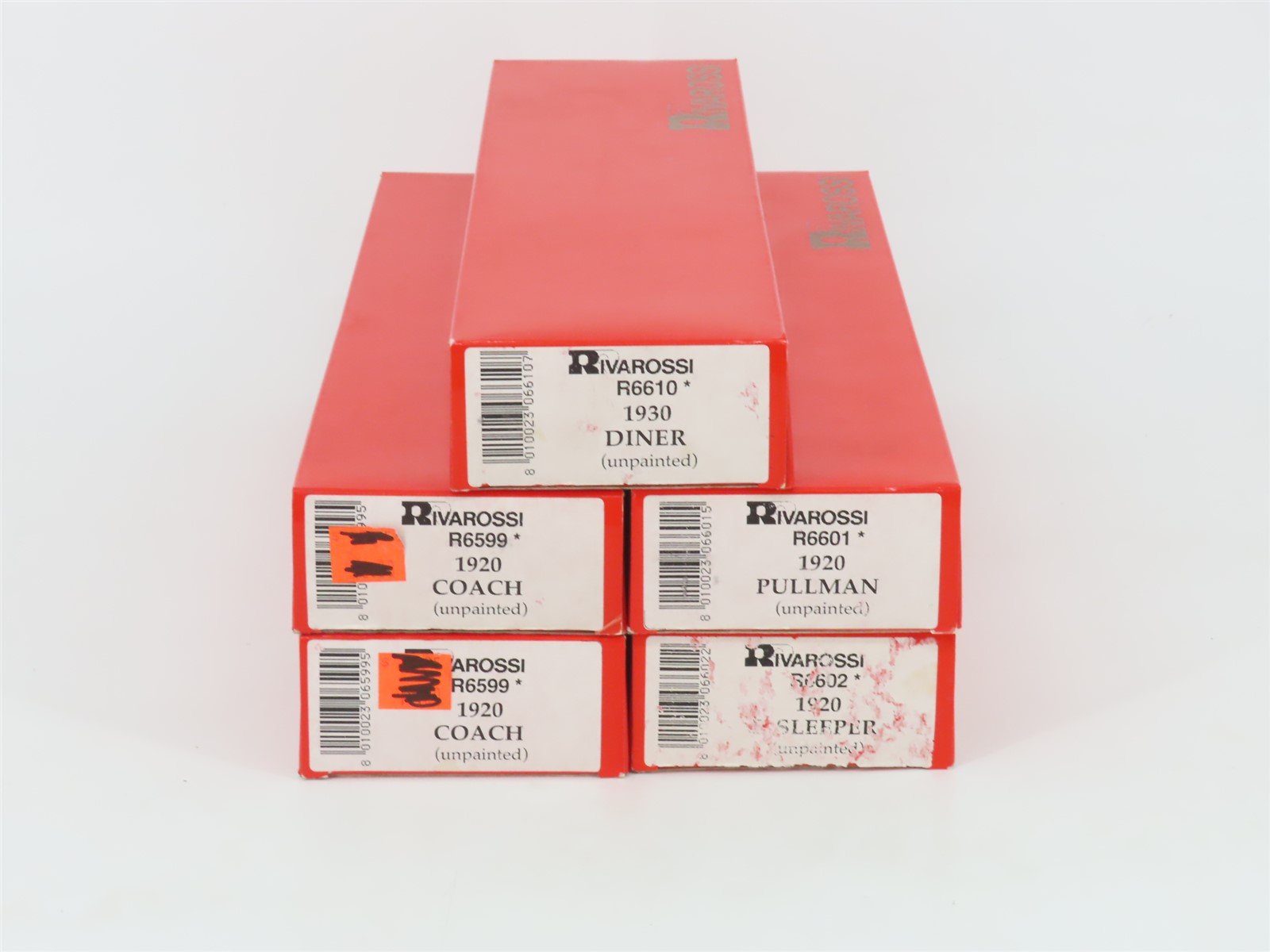 LOT of 5 HO Scale Rivarossi Unpainted Assorted Passenger Cars