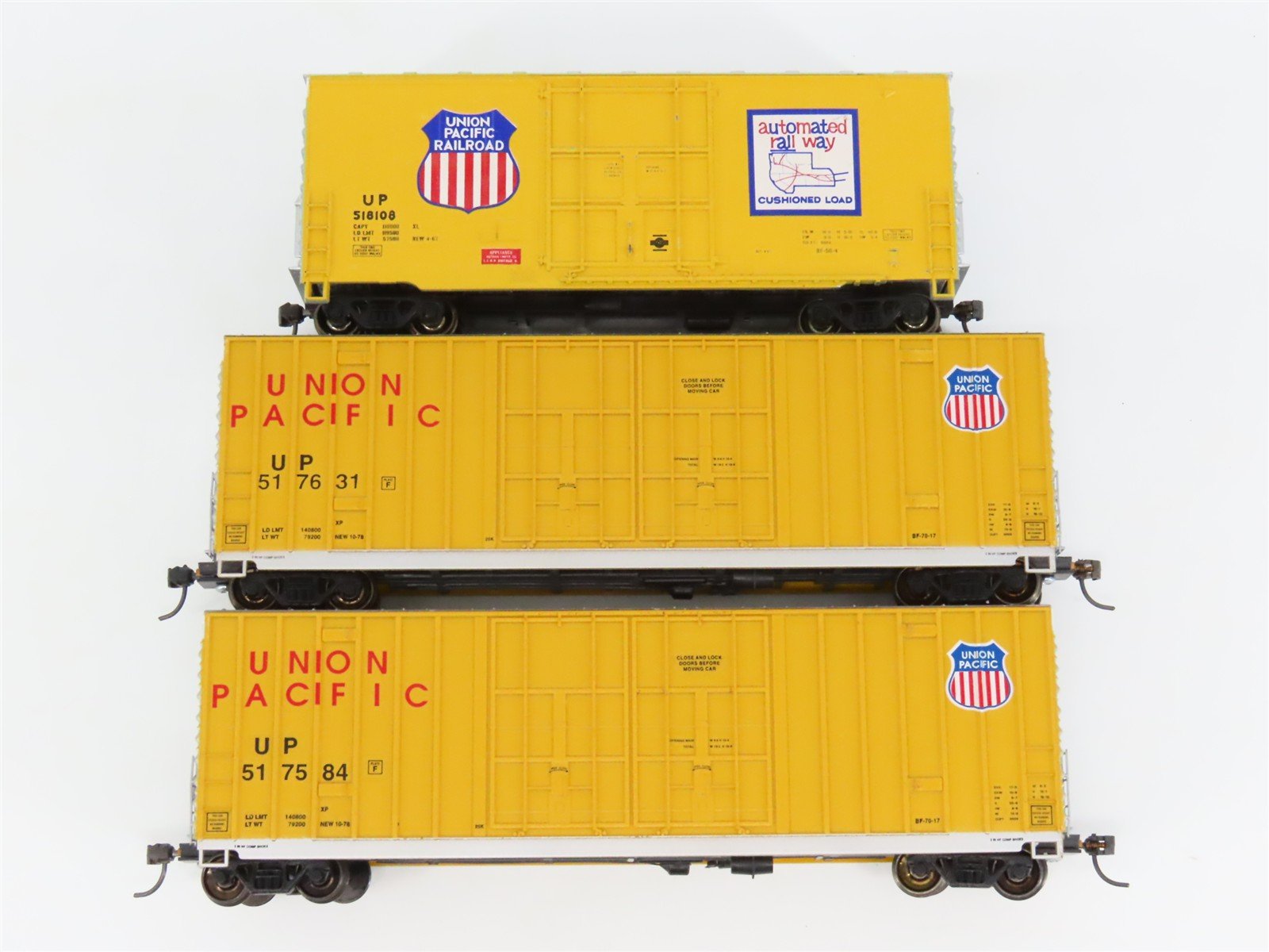 LOT of 3 HO Scale E&C Shops & Athearn UP Union Pacific Railroad Box Cars
