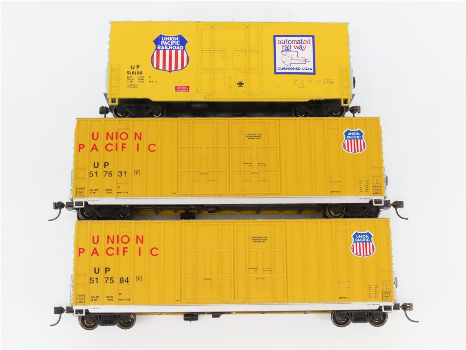 LOT of 3 HO Scale E&C Shops & Athearn UP Union Pacific Railroad Box Cars