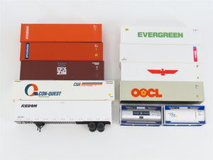 LOT of 11 HO Walthers Genstar/Con-Quest/Evergreen/& More Trailer & Containers