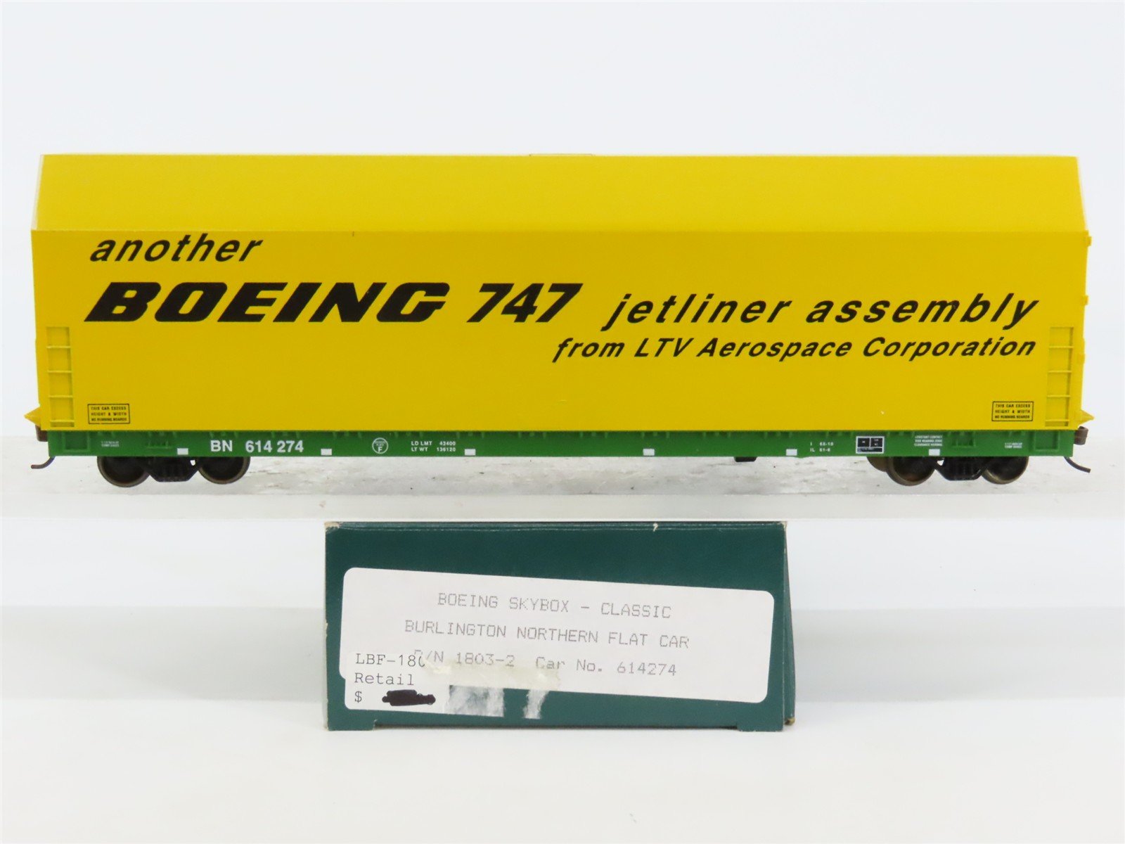 HO LBF Company 1803-2 BN Burlington Northern Boeing Skybox Flat Car #614274