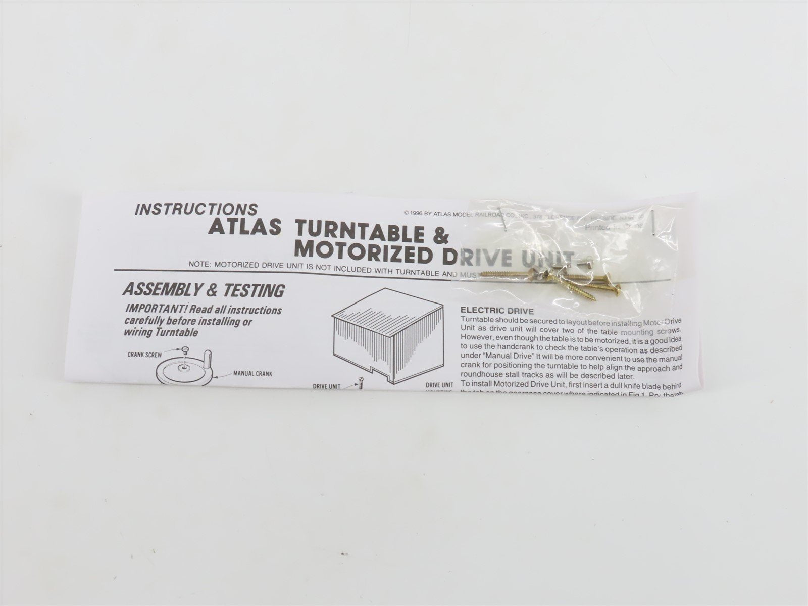 HO Scale Atlas 305 Manually Operated Turntable