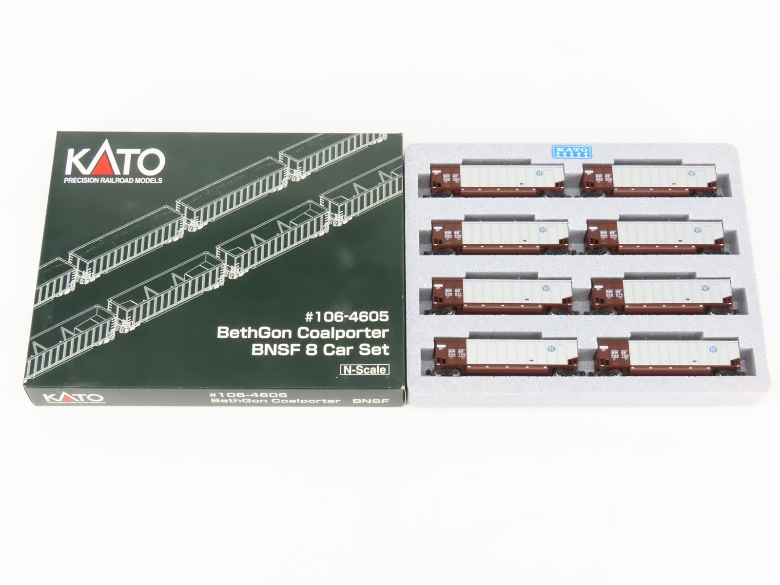 N KATO #106-4605 BNSF Burlington Northern Santa Fe BethGon Coalporter 8-Pack