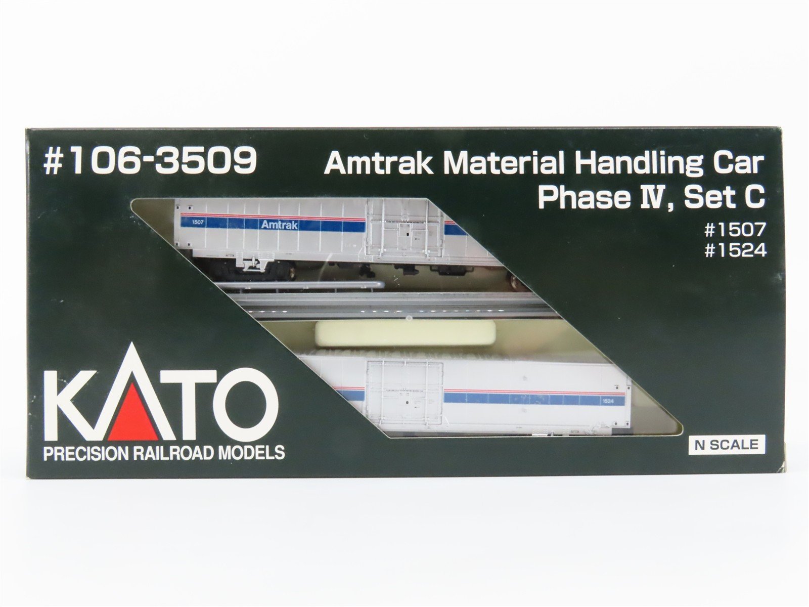 N Scale KATO #106-3509 Amtrak Material Handling Car Phase IV Set C 2-Pack