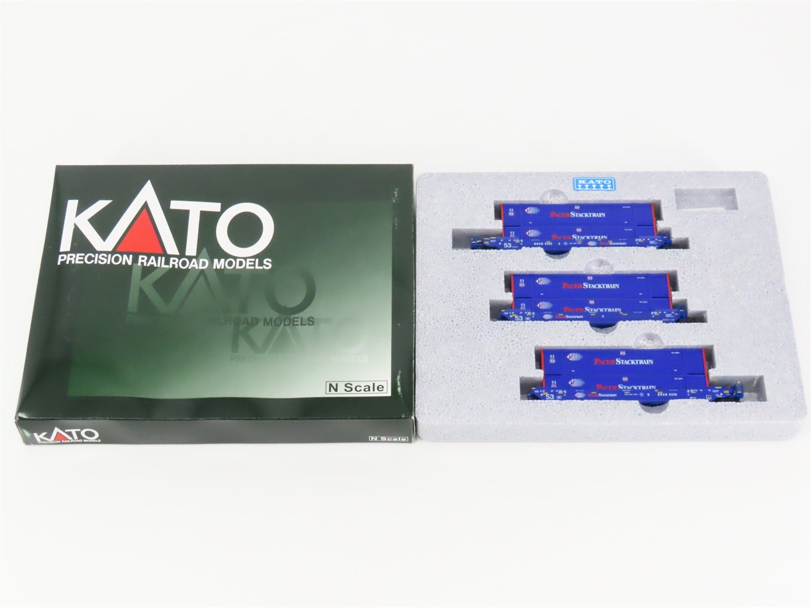 N Scale KATO #106-6117 BRAN Pacer Gunderson MAXI-IV Double Stack Car 3-Unit Set
