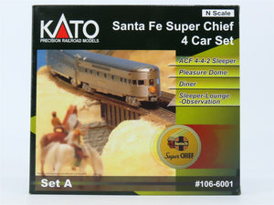 N Scale KATO 106-6001 ATSF Santa Fe Railroad Super Chief Passenger 4-Car Set A