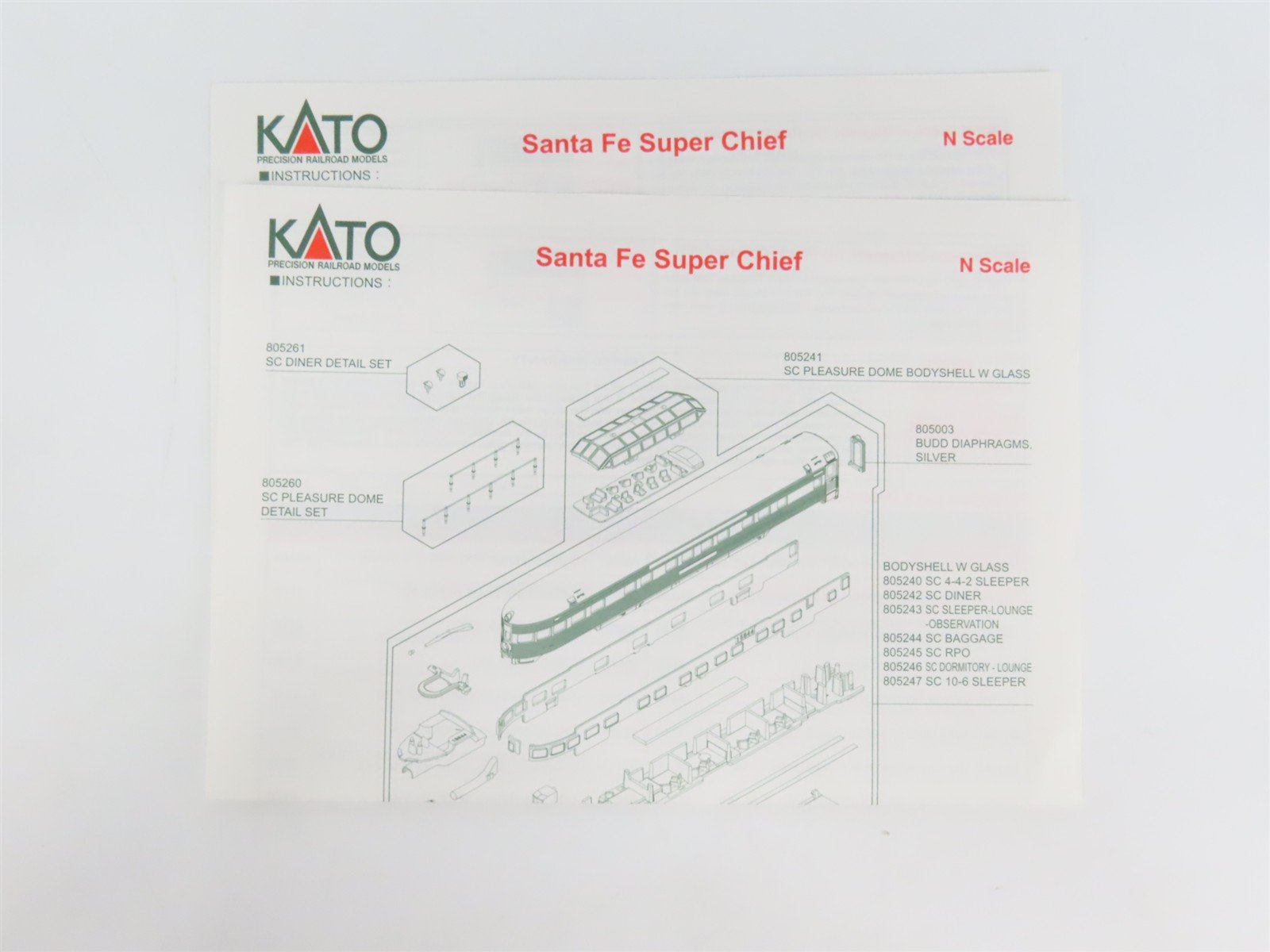 N Scale KATO 106-6001 ATSF Santa Fe Railroad Super Chief Passenger 4-Car Set A