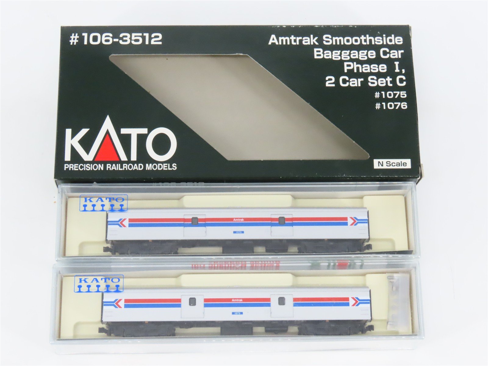 N Scale KATO #106-3512 Amtrak Smoothside Baggage Phase I Passenger 2-Car Set C