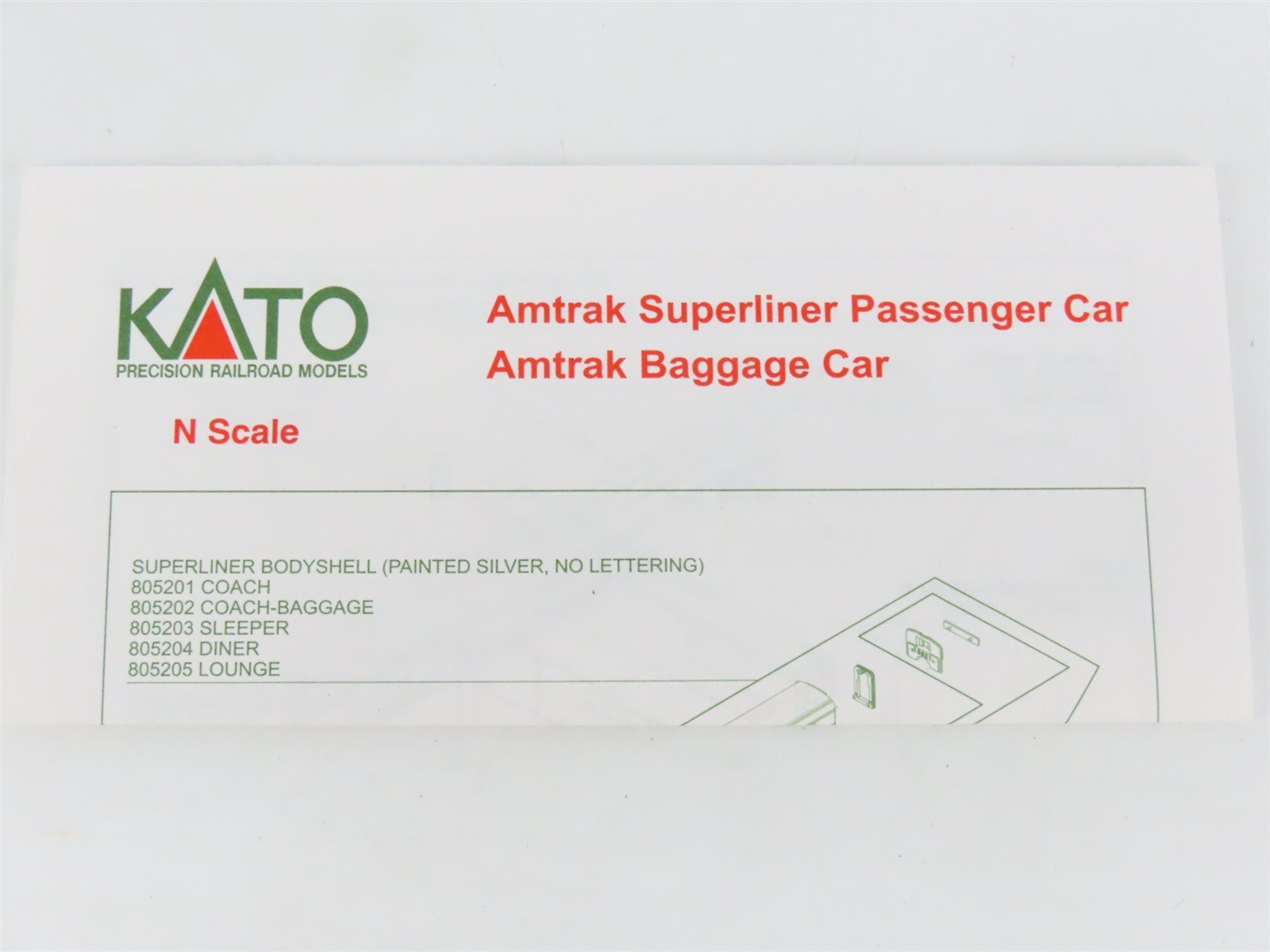 N Scale KATO #106-3512 Amtrak Smoothside Baggage Phase I Passenger 2-Car Set C