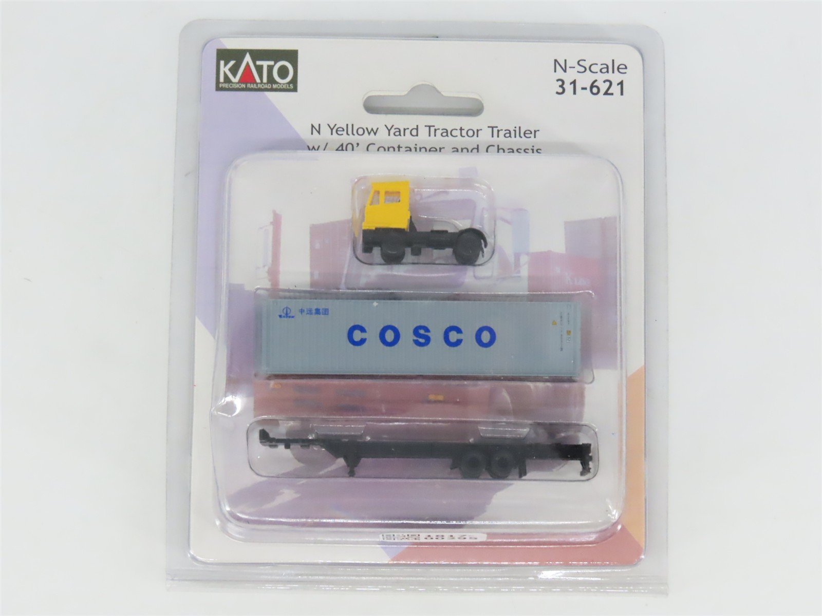 N 1/160 Scale KATO 31-621 Yellow Yard Tractor w/ 40' Cosco Container & Chassis