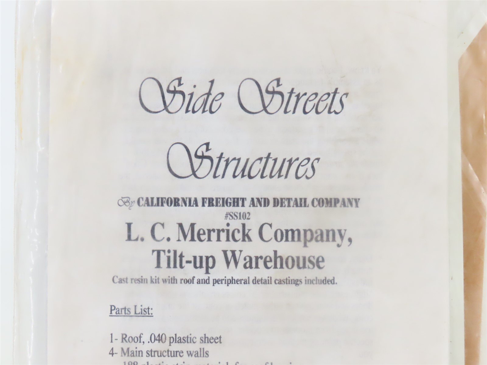 N Scale Side Streets SS102 L.C. Merrick Company Tilt-Up Warehouse Building Kit