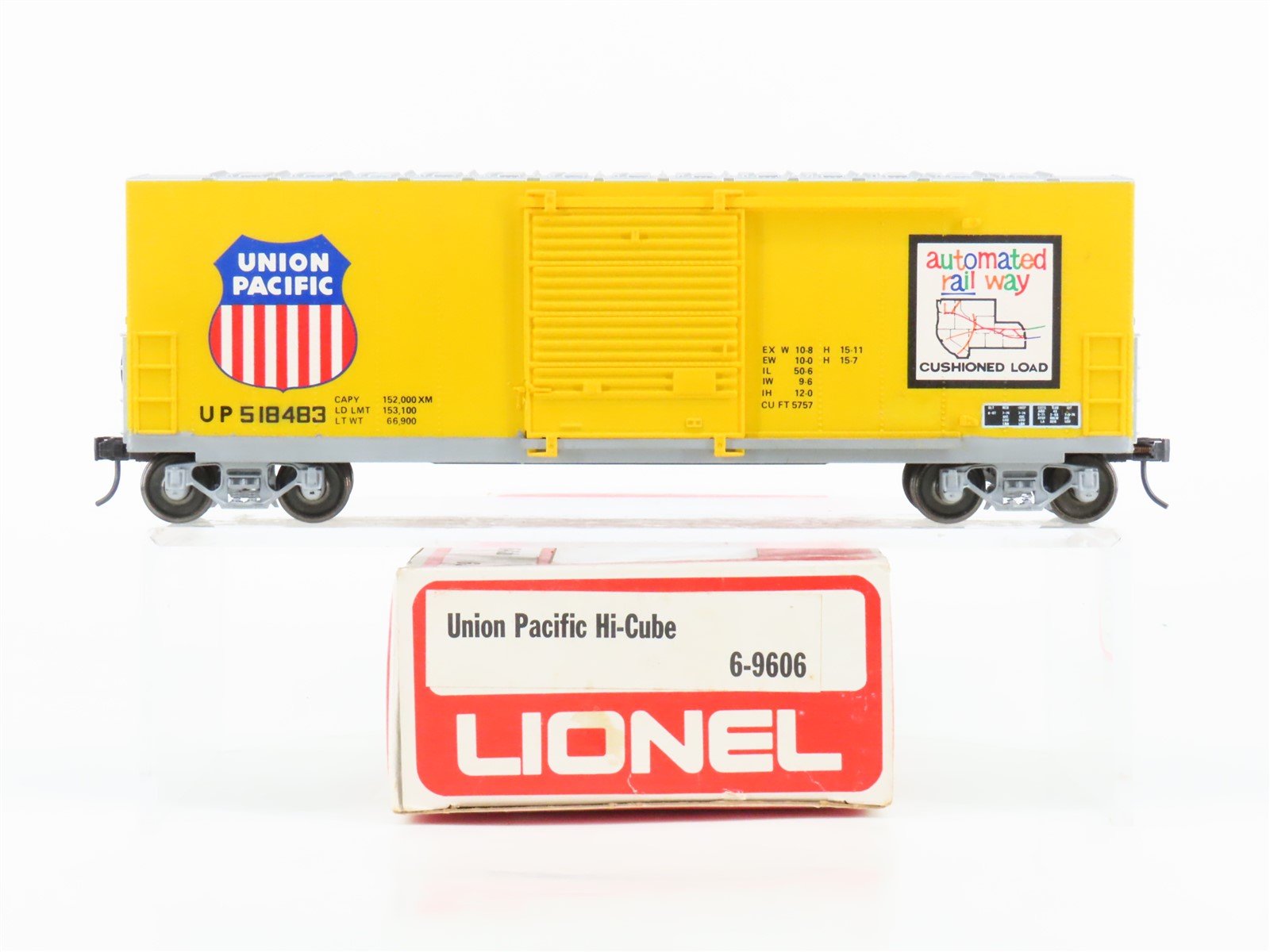O Scale 2-Rail Lionel 6-9606 UP Union Pacific Hi-Cube Box Car Custom Rd #518483