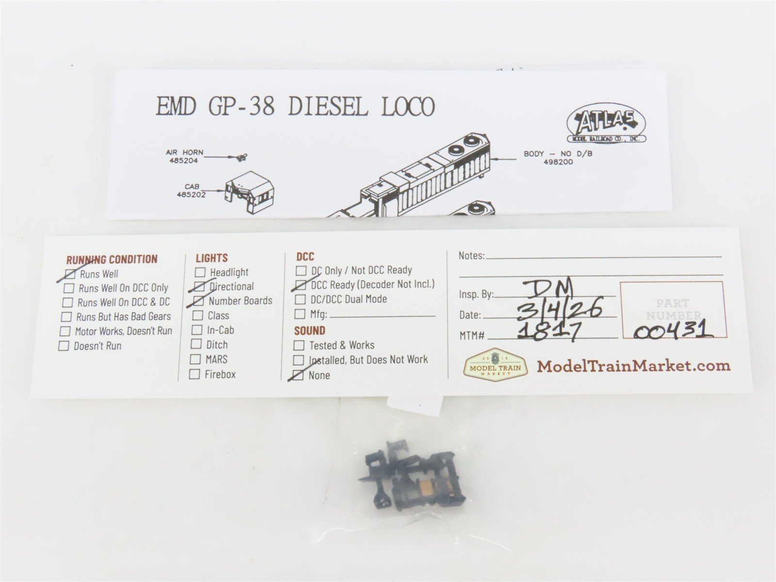 N Scale Atlas 49824 BN Burlington Northern EMD GP38 Diesel #2175 - DCC Ready