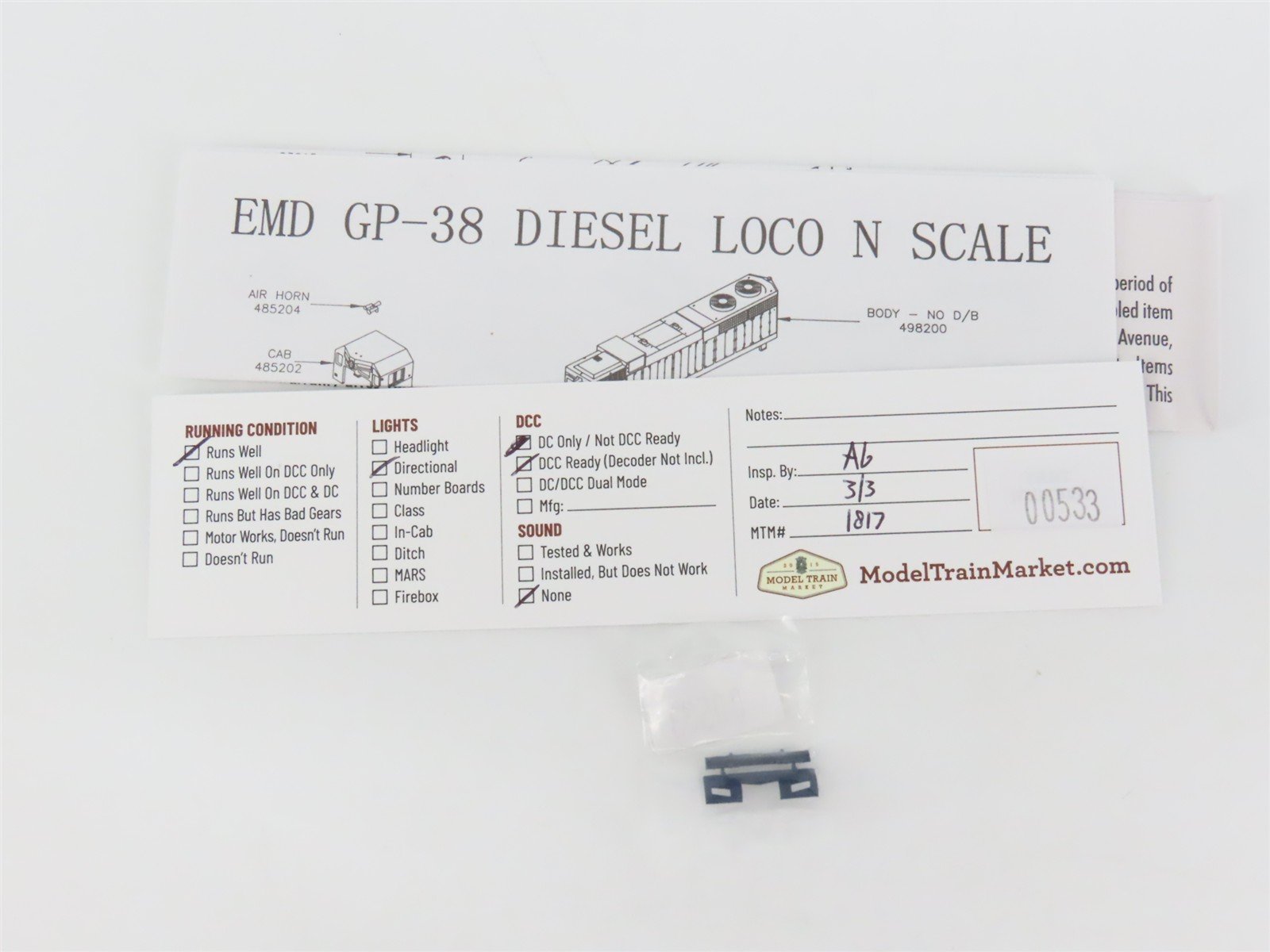 N Scale Atlas 40000229 ATSF Santa Fe GP38 Diesel Locomotive #2308