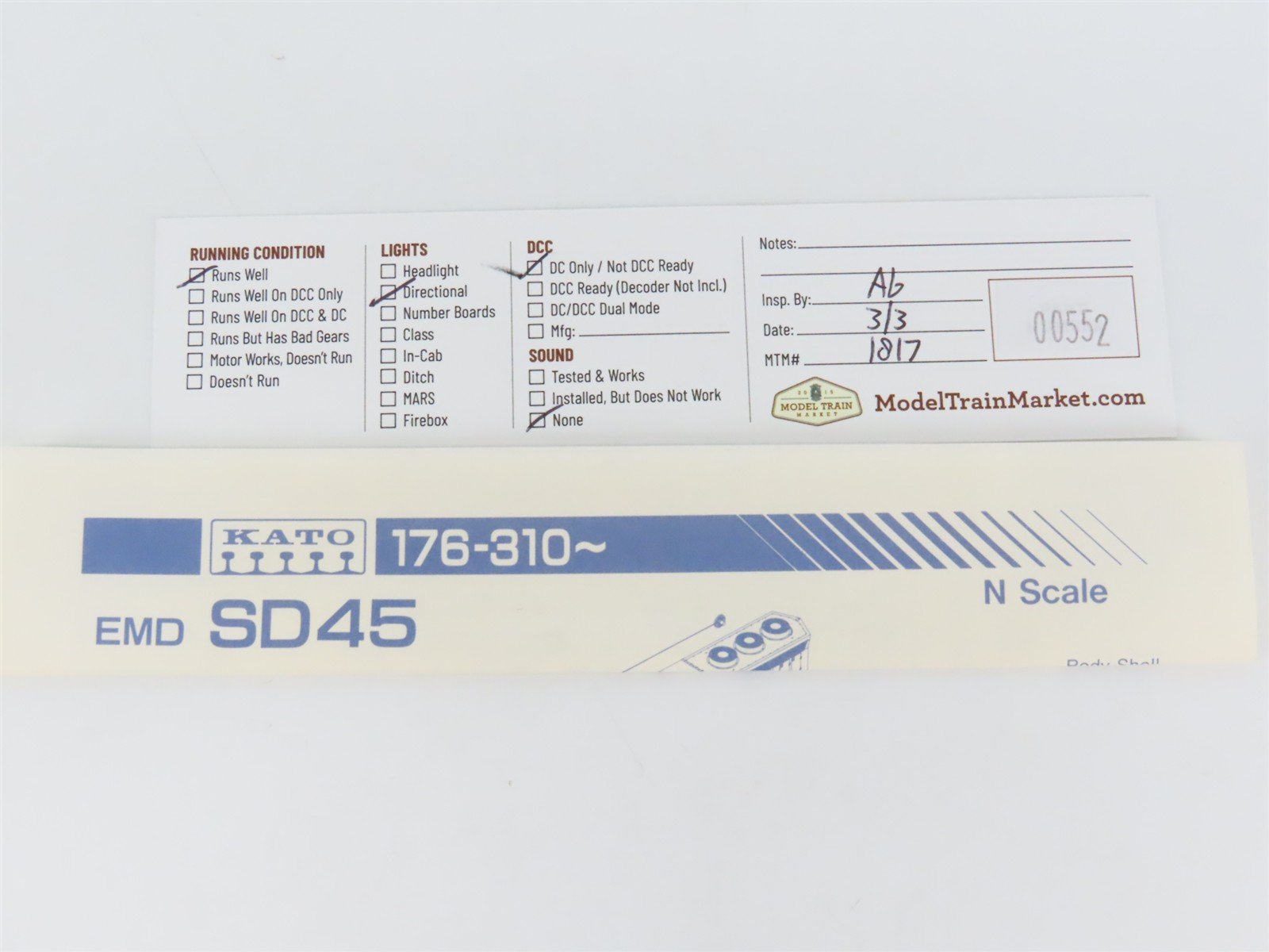 N Scale Kato 176-311 ATSF Santa Fe SD45 Diesel Locomotive #5372 Customized