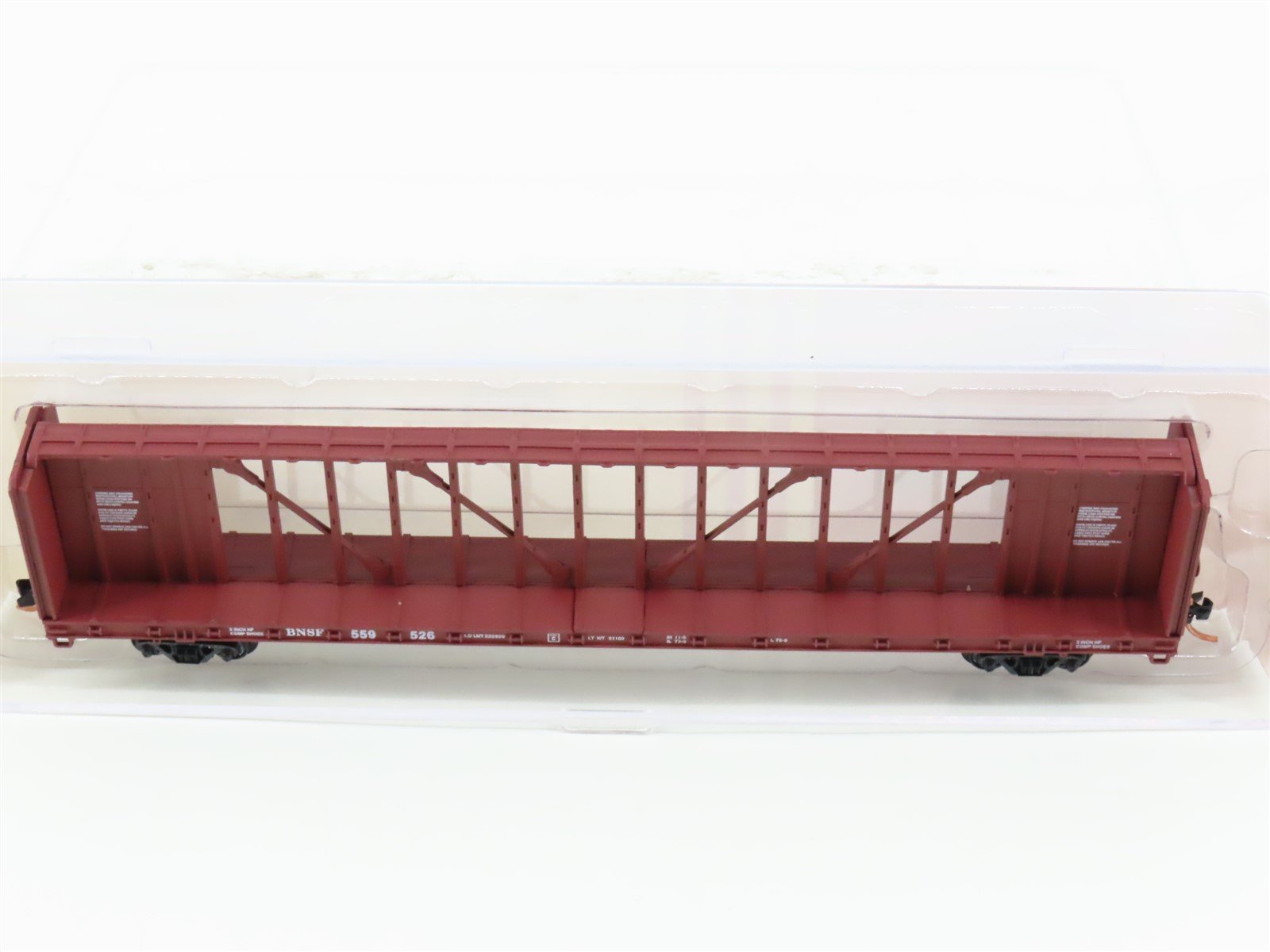 N Scale Red Caboose RN-16515-5 BNSF Railway Centerbeam Flat Car #559526