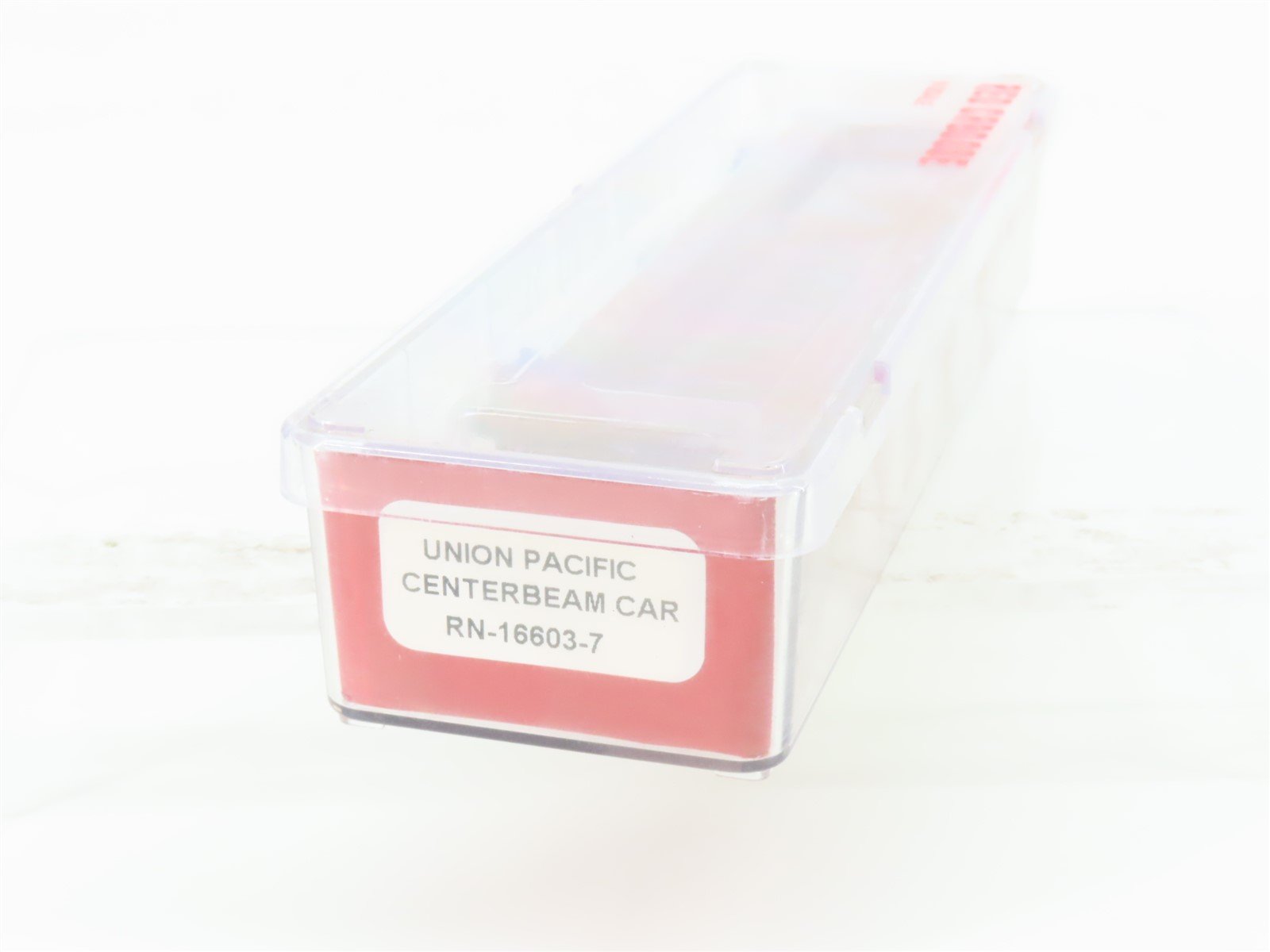 N Scale Red Caboose RN-16603-7 UP Union Pacific Centerbeam Flat Car #273143