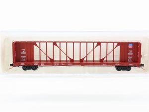 N Scale Red Caboose RN-16503-5 UP Union Pacific Centerbeam Flat Car #273172