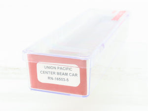 N Scale Red Caboose RN-16503-5 UP Union Pacific Centerbeam Flat Car #273172