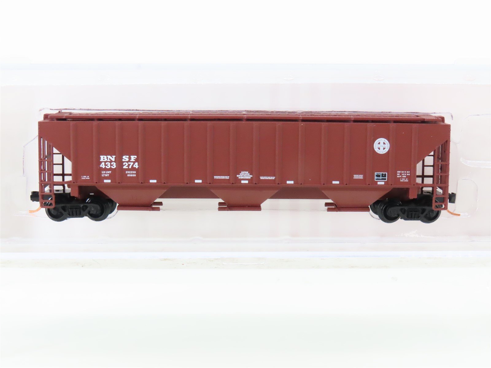 N Scale Red Caboose RM-25404-9 BNSF Railway 3-Bay Covered Hopper #433274