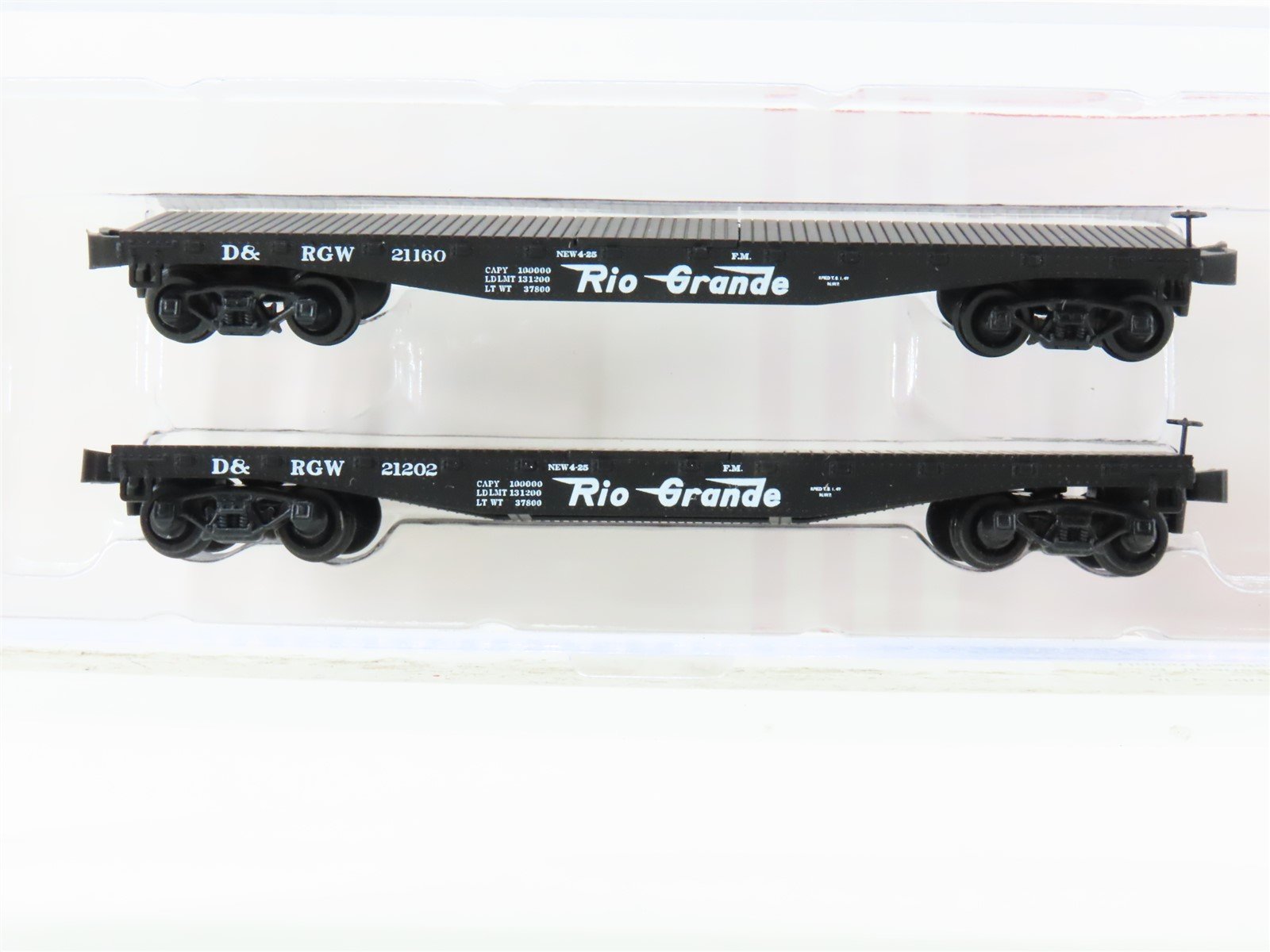 N Scale Red Caboose RN-16018-3 D&RGW Rio Grande Fish Belly Flat Car 2-Pack