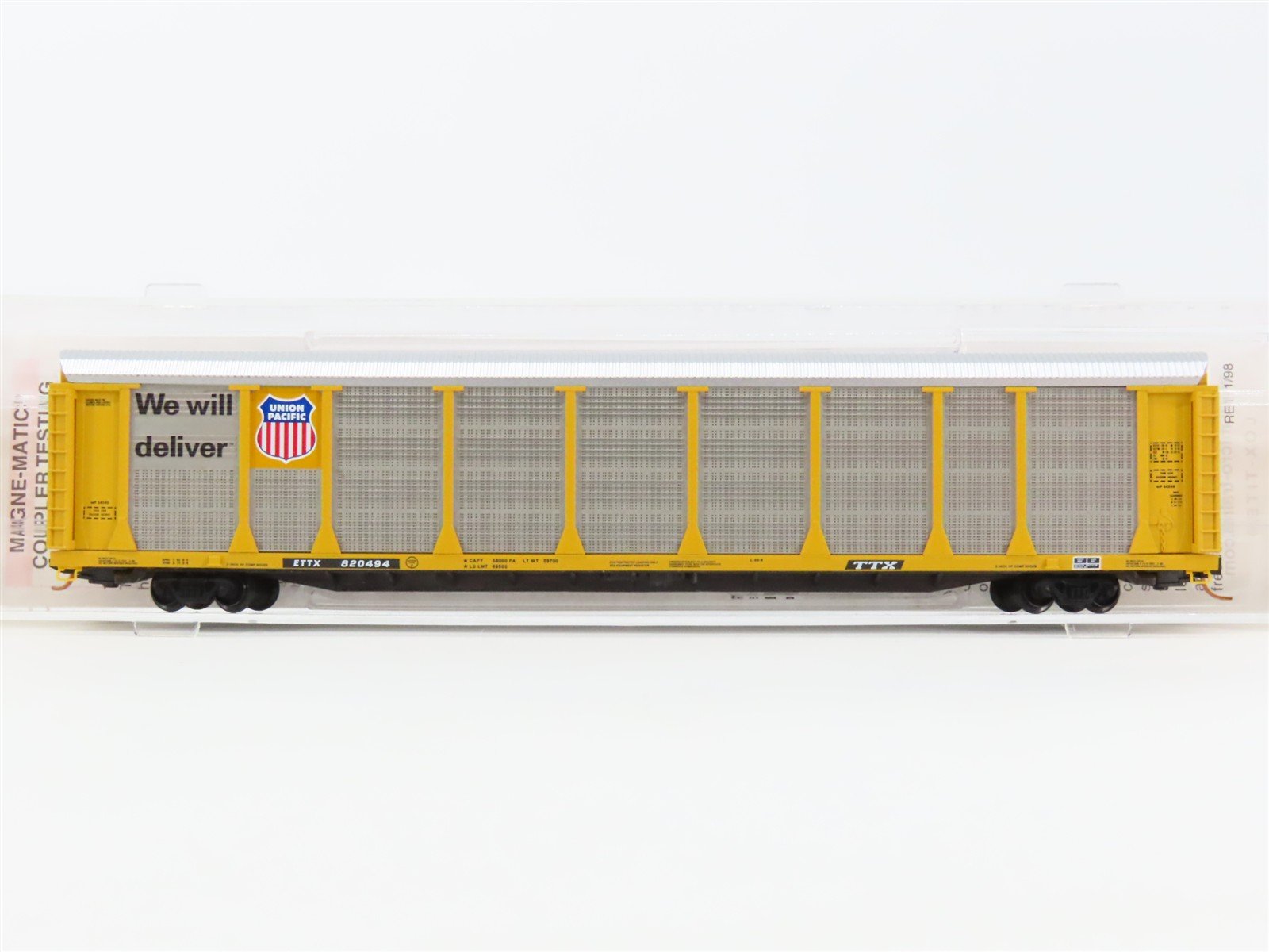 N Scale Micro-Trains MTL 11100052 ETTX UP 89' Tri-Level Closed Auto Rack #820494