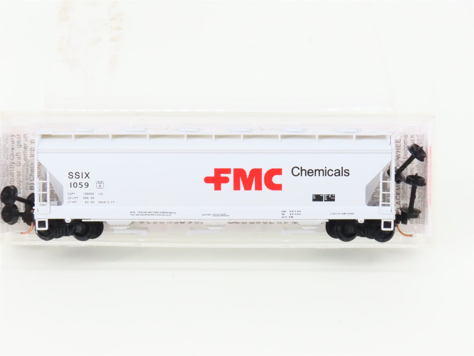 N Scale Micro-Trains MTL 93080 SSIX FMC Chemicals 3-Bay Covered Hopper #1059