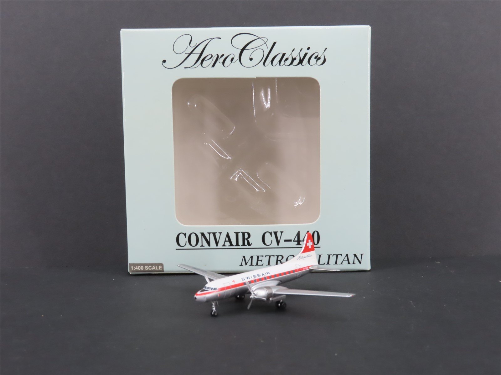 1:400 Scale AeroClassics Die-Cast Swissair Convair CV-440 Aircraft HB-IMM
