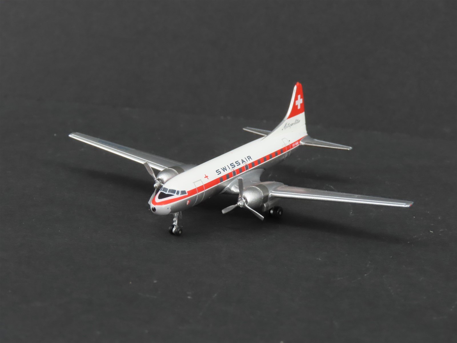 1:400 Scale AeroClassics Die-Cast Swissair Convair CV-440 Aircraft HB-IMM
