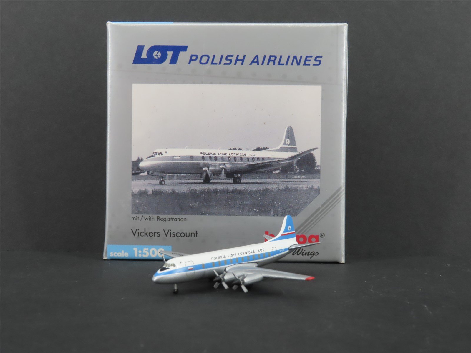 1:500 Scale Herpa Die-Cast LOT Polish Airlines Vickers Viscount Aircraft SP-LVC