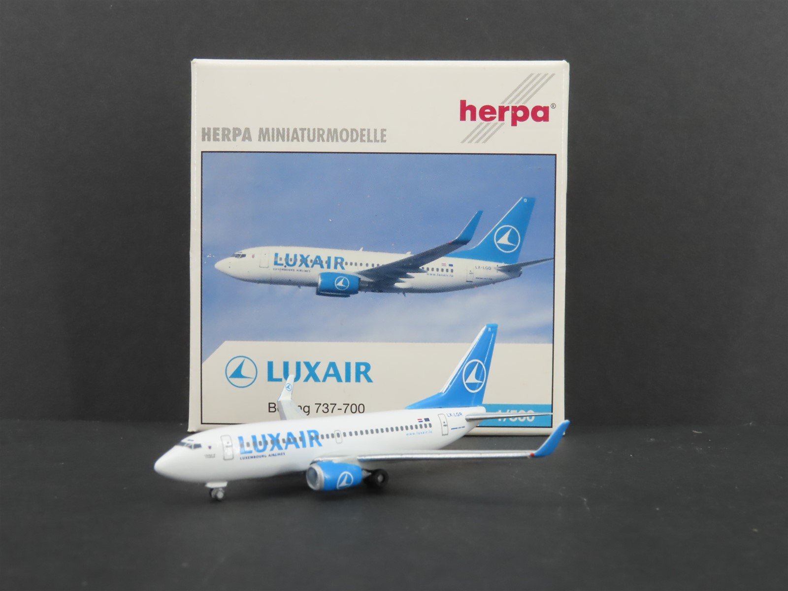 1:500 Scale Herpa Die-Cast Luxair Boeing 737-700 Aircraft LX-LGR
