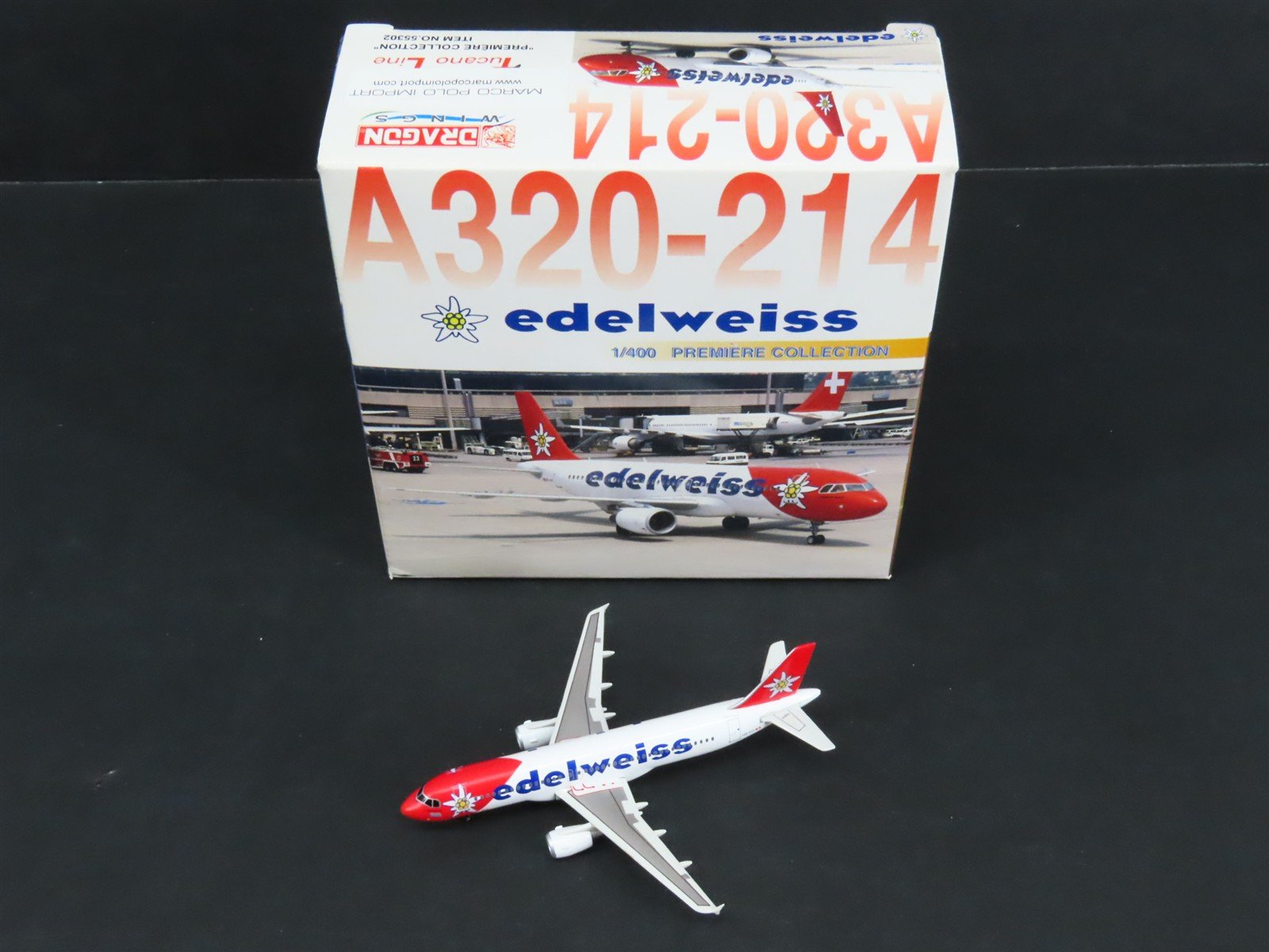 1:400 Dragon Wings Tucano 55302 Die-Cast Edelweiss A320-214 Airliner HB-IHY