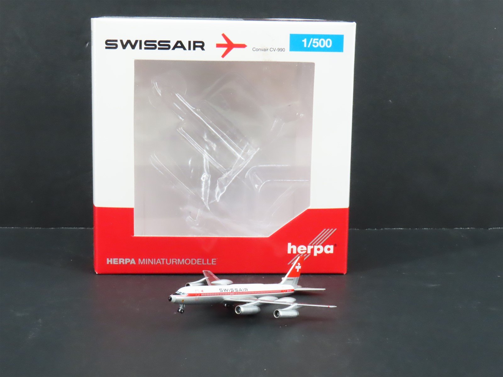 1:500 Scale Herpa 524599 Die-Cast Swissair Convair CV-990 Aircraft HB-ICA