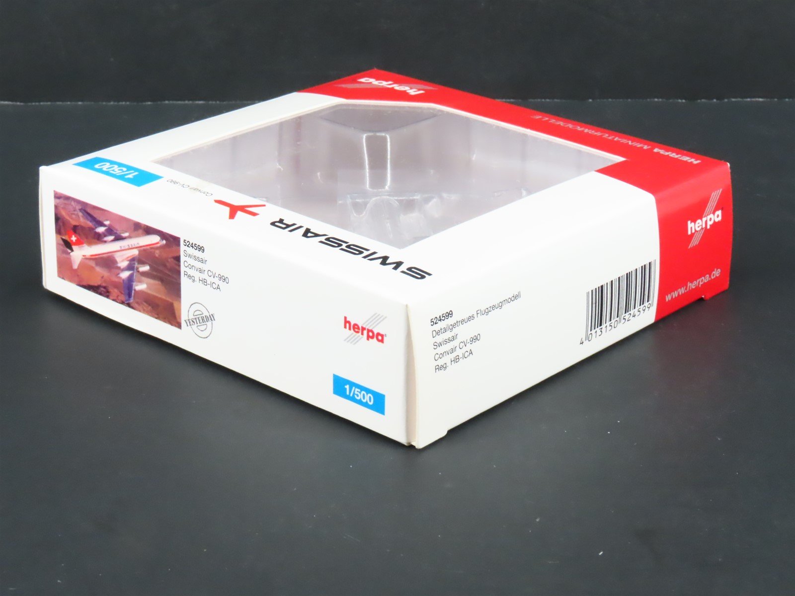 1:500 Scale Herpa 524599 Die-Cast Swissair Convair CV-990 Aircraft HB-ICA