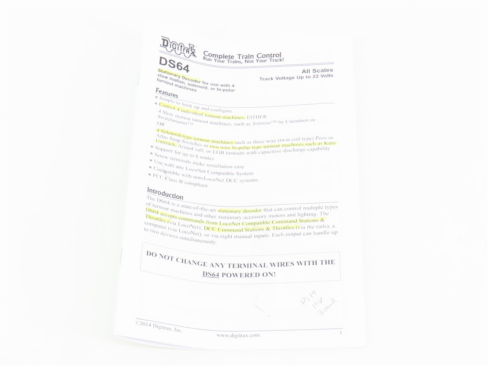 Digitrax DS64 Stationary Decoder Control