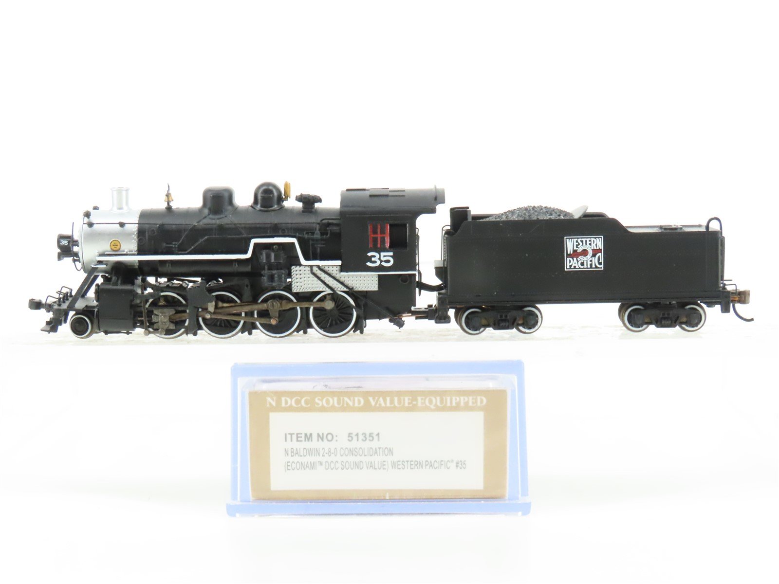 N Scale Bachmann 51351 WP Western Pacific 2-8-0 Steam Loco #35 w/DCC & Sound