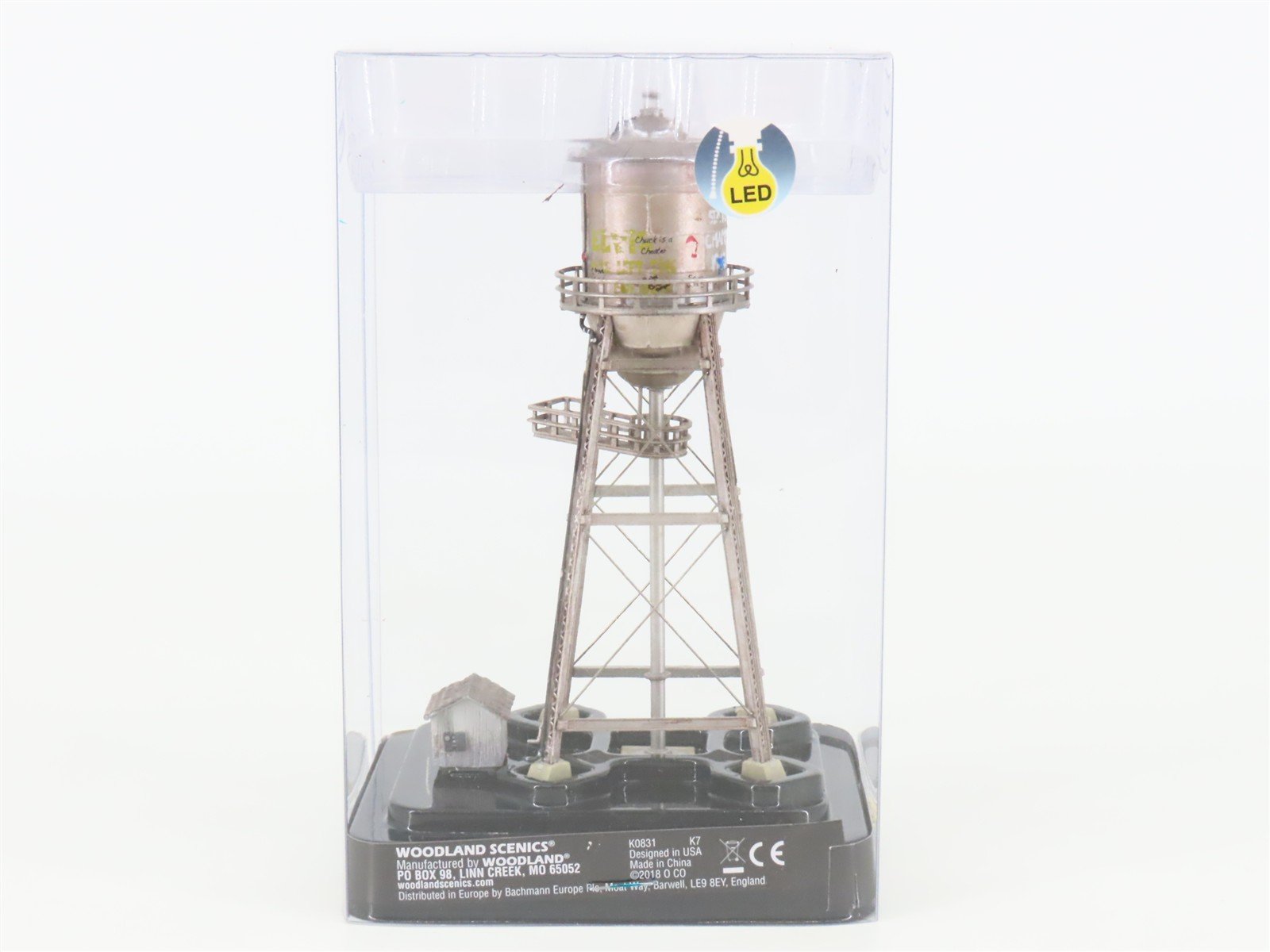 N Woodland Scenics Landmark Structures BR4954 Rustic Water Tower w/ LED Light