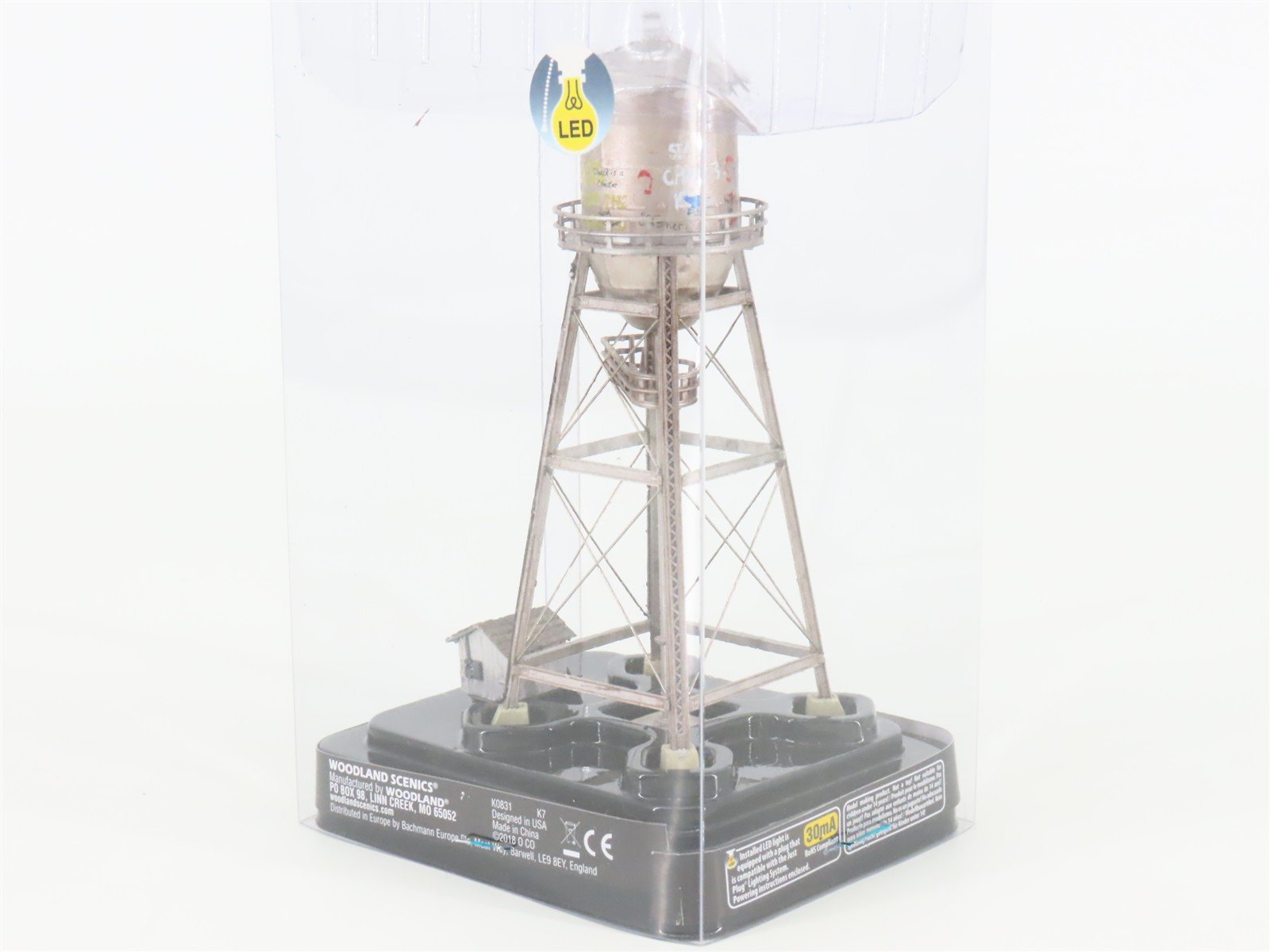 N Woodland Scenics Landmark Structures BR4954 Rustic Water Tower w/ LED Light