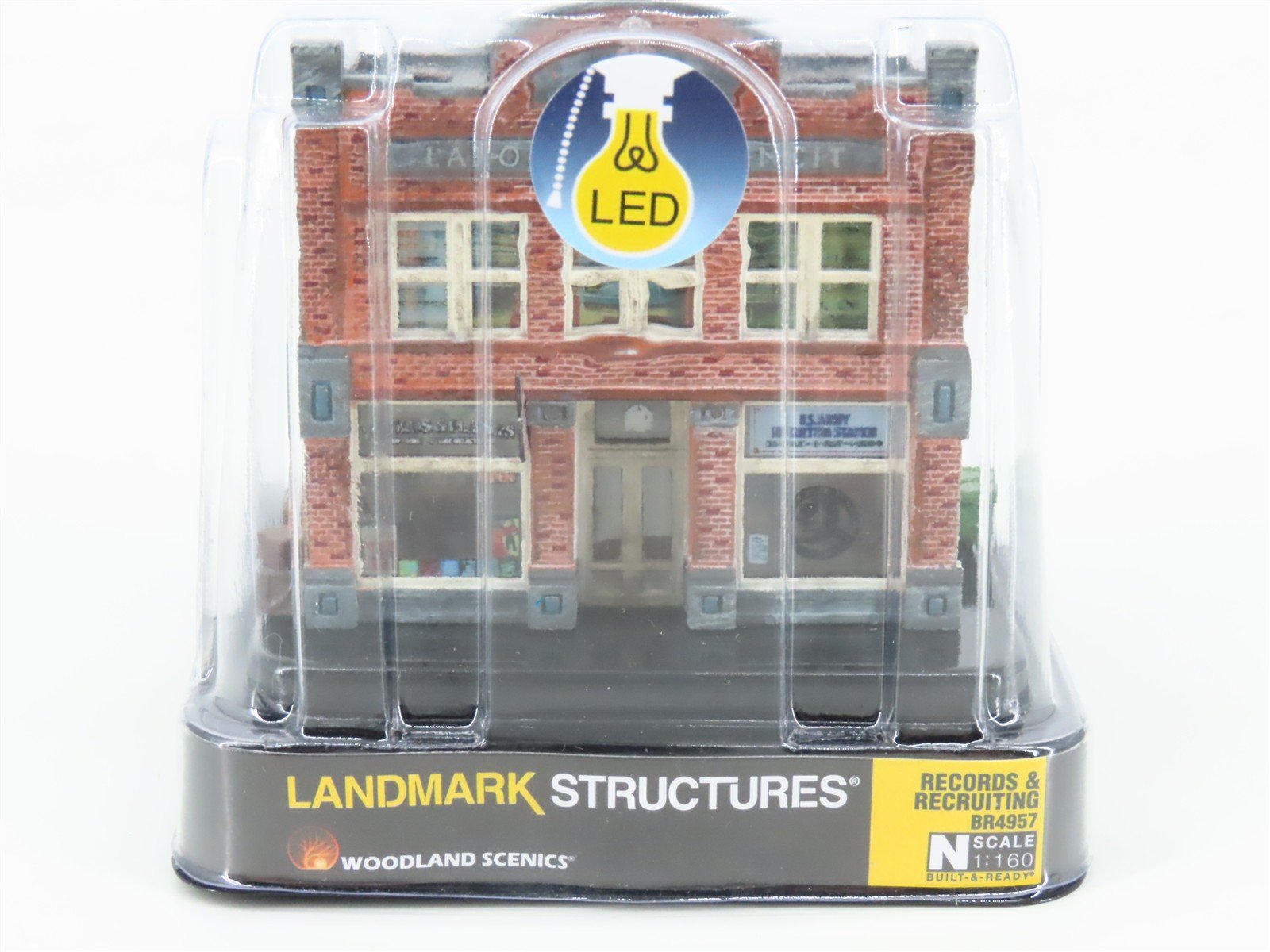 N Woodland Scenics Landmark Structures BR4957 Records & Recruiting w/ LED Light