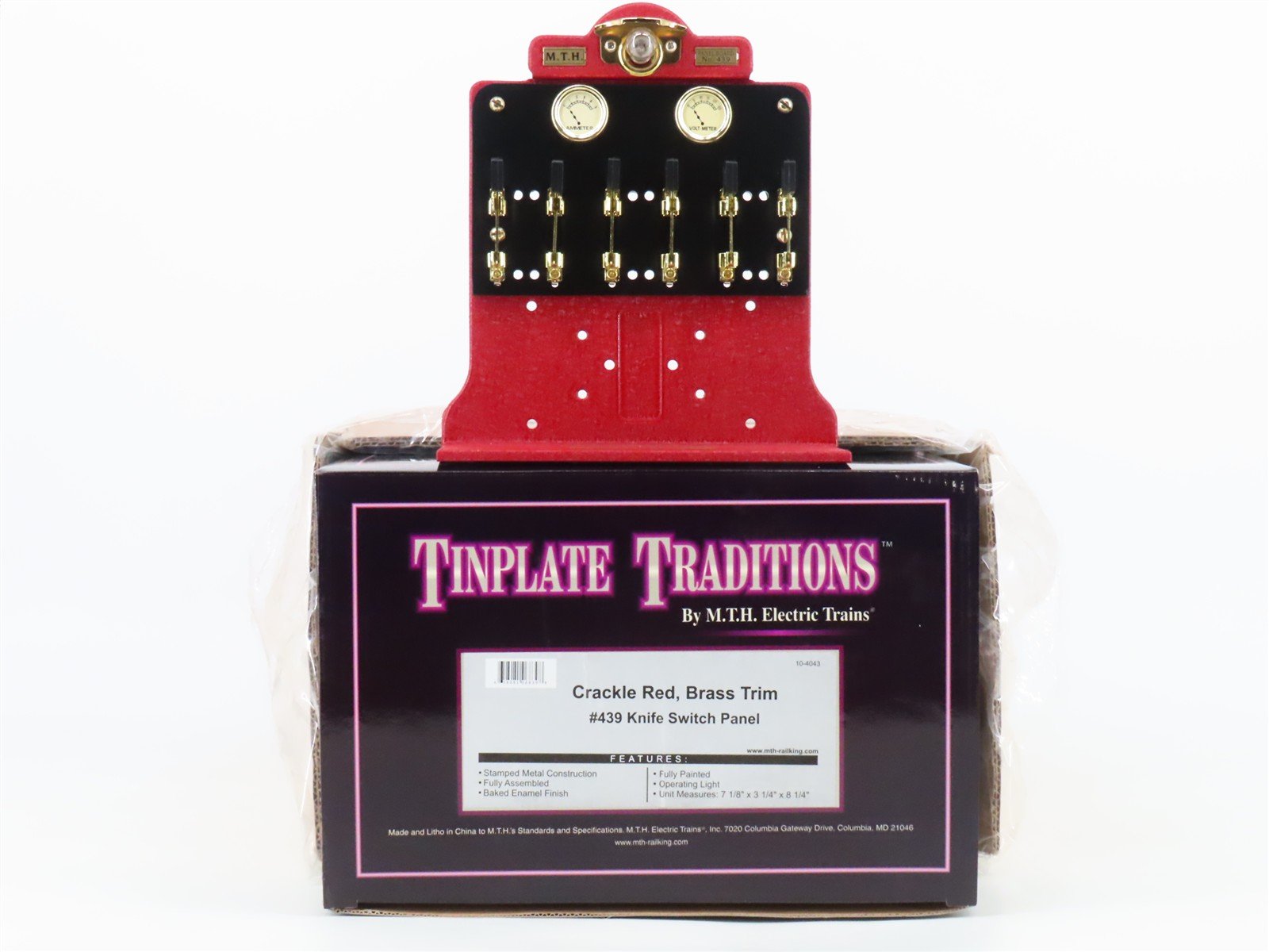 Standard Gauge MTH Tinplate 10-4043 #439 Knife Switch Panel - Crackle Red