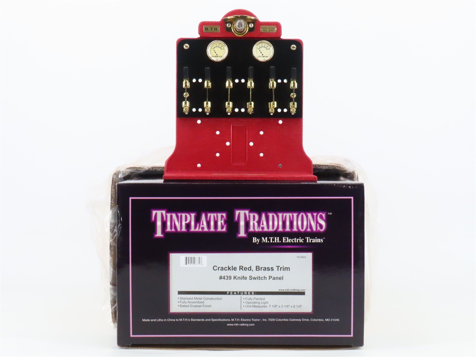 Standard Gauge MTH Tinplate 10-4043 #439 Knife Switch Panel - Crackle Red